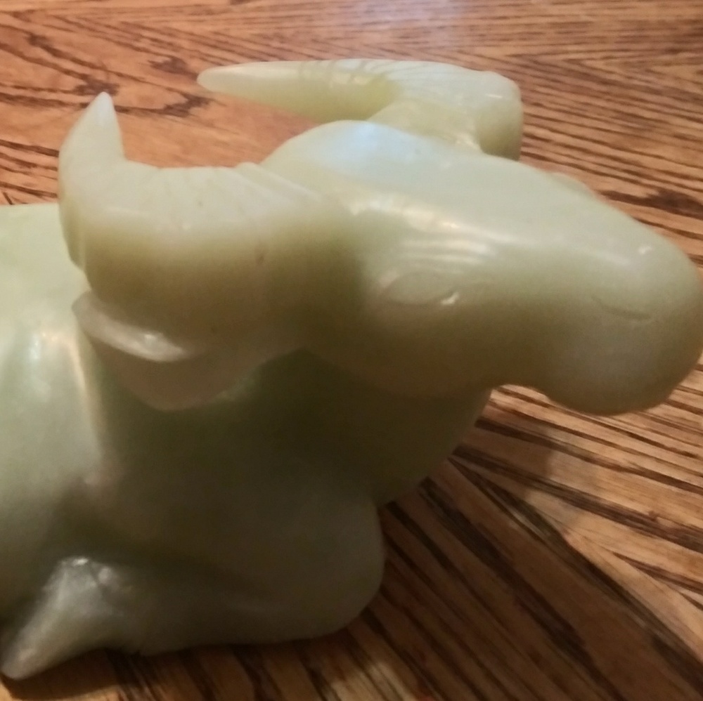 Chinese icy green jade water buffalo ANTIQUE